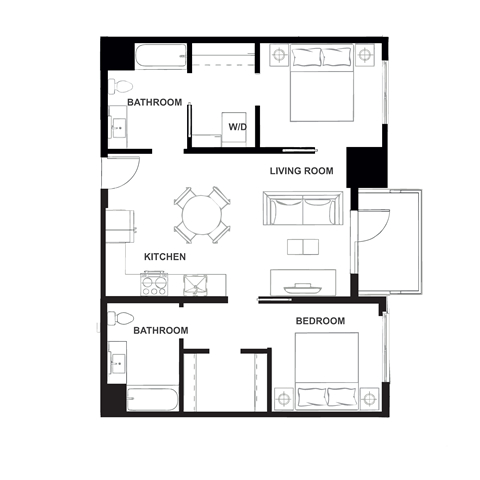 B1h Floor Plan at Eleanor H16 Apartments